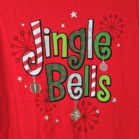 Jingle Bells Women Christmas Short Sleeve T-shirt M 8-10 Festive Red Holiday Tee - Picture 2 of 7